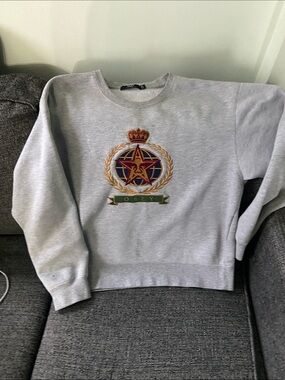 Obey Light Gray Crewneck Sweatshirt with Embroidered Crest
